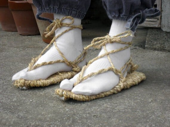 Waraji, traditional Japanese footwear tied with cords